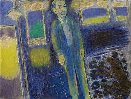 The artist's home and standing self-portrait