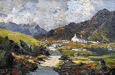Sample artwork by Charles Wyatt Warren (1908 - 1993), known for rugged scene landscape painting, mountains - View similar artists and auction records