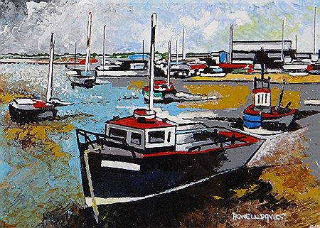 Colourful beached boats