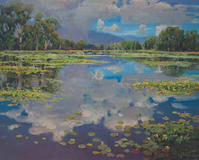 Sample artwork by Andrew Peters (Born 1954), known for landscape, structure, and wildlife painting - View similar artists and auction records