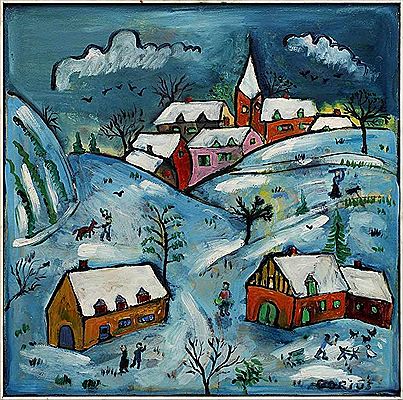 Dorf in Winterlandschaft