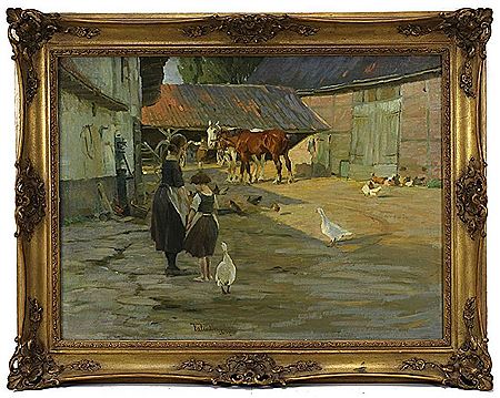 Farm with horses and poultry