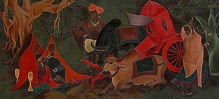 Sample artwork by Abdul Aziz Raiba (1922 - 2016), known for painting - View similar artists and auction records