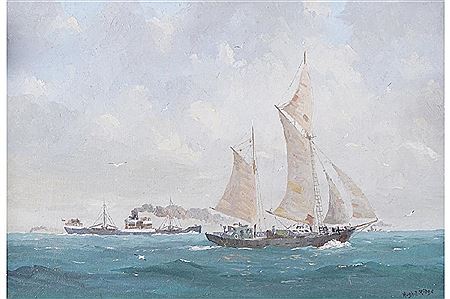 Sailboat and steamship