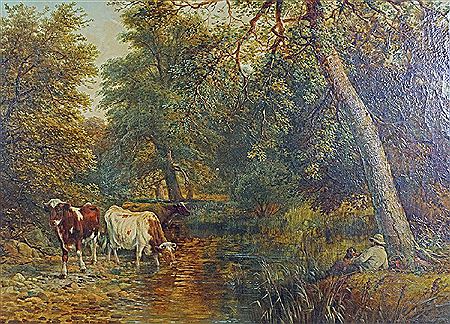 Cattle in a river landscape by James Alfred Aitken - Auction record, sale price, and art valuation. Compare with similar artists and explore comparable artworks.