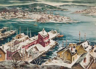 Winter Harbor Scene
