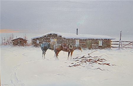Sample artwork by Clifton Cheek (Born 1937), known for western scene, sculptor-cowboy - View similar artists and auction records