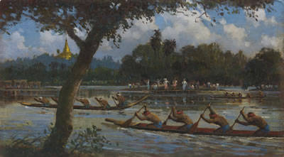 RACING BOATS by Ngwe Gaing - Auction record, sale price, and art valuation. Compare with similar artists and explore comparable artworks.