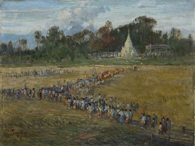 PAGODA FESTIVAL by San Win - Auction record, sale price, and art valuation. Compare with similar artists and explore comparable artworks.