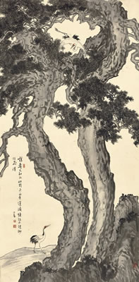 WHITE CRANES BY LONGEVITY PINES by Ru Pu - Auction record, sale price, and art valuation. Compare with similar artists and explore comparable artworks.