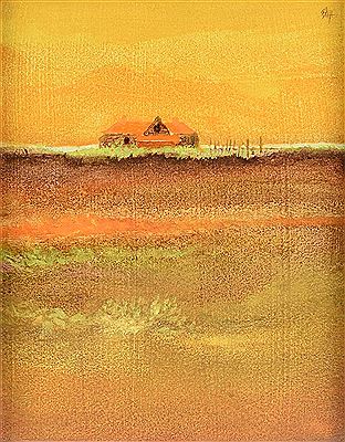 "House in Green and Orange Landscape"