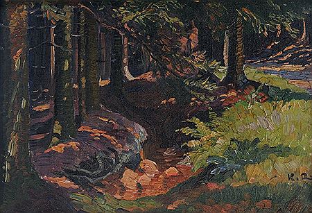"Sonne im Wald / "Brücke in der Dresdner Heide"."