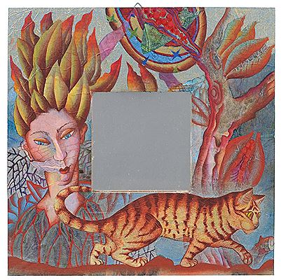 "Zwei Spiegel: "Baum mit reifer Frucht" / "Nixe mit Irisblüten". 2001 /" (2)