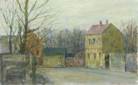 Vorstadtstraße im Vorfrühling.