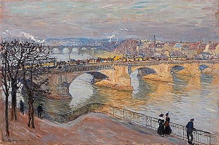 Dresden - Blick von der Brühlschen Terrasse auf die Augustusbrücke. 1916.