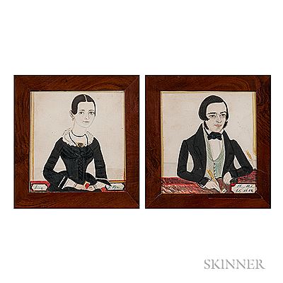 Sample artwork by JA (Jane Anthony) Davis (1821 - 1855), known for naive portrait painting - View similar artists and auction records