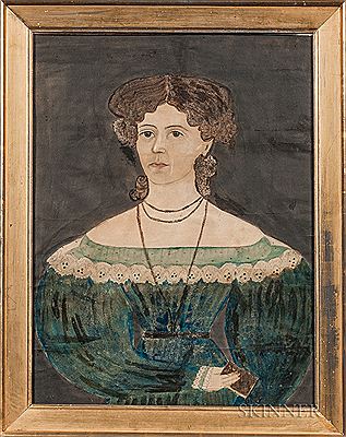 Portrait of a Woman in a Blue Dress