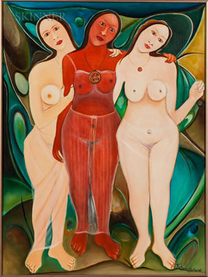 Three Muses by Alphonse Fritzner - Auction record, sale price, and art valuation. Compare with similar artists and explore comparable artworks.