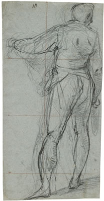 A STANDING YOUNG MAN SEEN FROM BEHIND POSSIBLY HOLDING A DISH by Giovanni (Il Cosci) Balducci - Auction record, sale price, and art valuation. Compare with similar artists and explore comparable artworks.