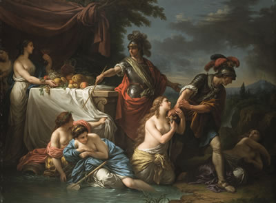 CHARLES AND UBALDE, SURROUNDED BY NYMPHS ON THEIR WAY TO RESCUE RENAUD FROM THE PALAIS D'ARMIDE