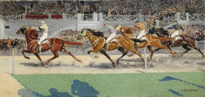 PRIX DU PRÉSIDENT, VINCENNES, 1928, GAGNANT CYCLONE A.M. DUPUIS by Louis Ferdinand Malespina - Auction record, sale price, and art valuation. Compare with similar artists and explore comparable artworks.