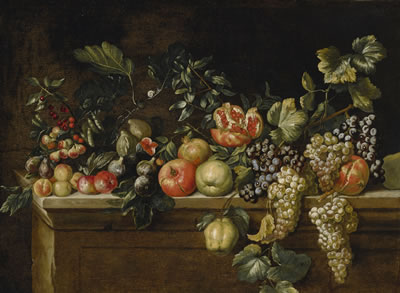 FRUIT ON A STONE LEDGE