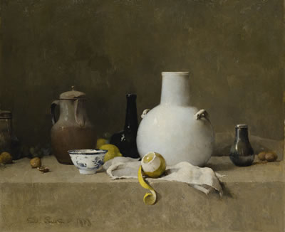 STILL LIFE WITH POTTERY JARS by Emil (Soren Emil) Carlsen - Auction record, sale price, and art valuation. Compare with similar artists and explore comparable artworks.