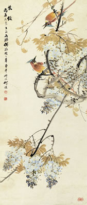 FLOWERS AND BIRD
