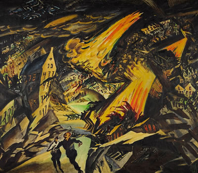 APOKALYPTISCHE LANDSCHAFT (APOCALYPTIC LANDSCAPE) JUNGER MANN MIT STROHHUT (YOUNG MAN WITH STRAW HAT) - REVERSE