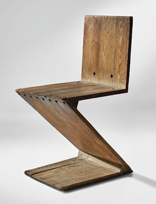 AN EARLY ZIG-ZAG CHAIR FROM THE COLLECTION OF THE ARTIST