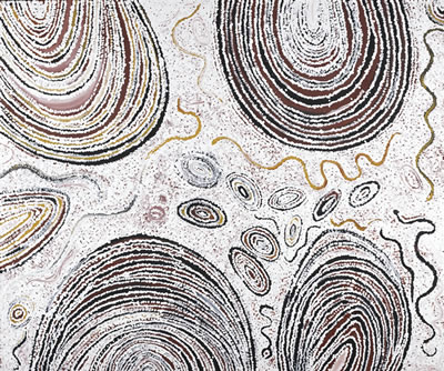 Sample artwork by Billy Thoms Joongoorra (c.1920 - 2012), known for aboriginal art - View similar artists and auction records