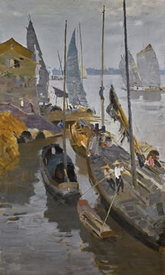 BOATS IN THE PORT IN CHINA