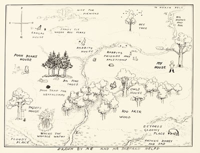 THE ORIGINAL MAP OF THE HUNDRED ACRE WOOD