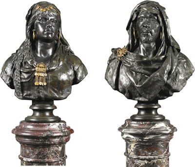 BUST OF AN EGYPTIAN AND BUST OF A MOOR