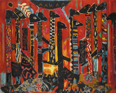 MARCHÉ AUX TISSUS by Ibou Diouf - Auction record, sale price, and art valuation. Compare with similar artists and explore comparable artworks.
