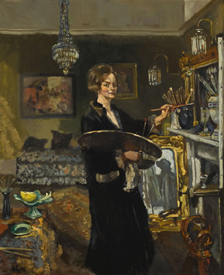 SELF PORTRAIT WITH PALETTE by Kathleen Fox - Auction record, sale price, and art valuation. Compare with similar artists and explore comparable artworks.