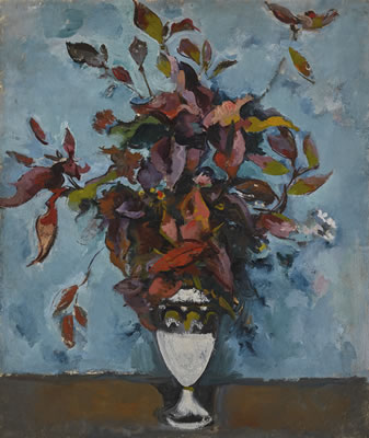 AUTUMN BOUQUET AGAINST BLUE BACKGROUND (KRYLATSKOE)