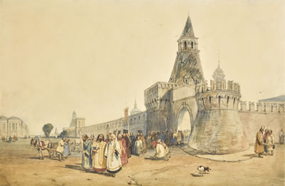 RELIGIOUS PROCESSION THROUGH THE VLADIMIR GATE ON LUBYANKA SQUARE