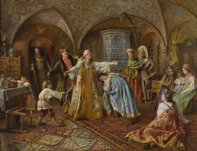 Sample artwork by Konstantin Yegorovich Makovsky (1839 - 1915), known for idealized portrait, figure and historical painting - View similar artists and auction records