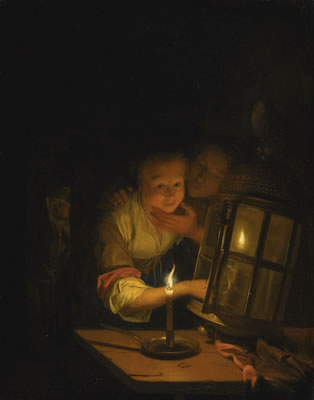 LOVERS BY LANTERN-LIGHT OBSERVED by Godfried van Schalcken - Auction record, sale price, and art valuation. Compare with similar artists and explore comparable artworks.