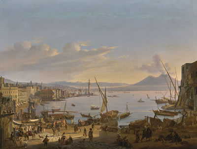 VIEW OF NAPLES WITH THE LIGHTHOUSE, VESUVIUS BEYOND