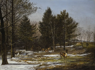A WOODED WINTER LANDSCAPE WITH DEER by Pieter Gerardus van Os - Auction record, sale price, and art valuation. Compare with similar artists and explore comparable artworks.