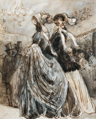 AT THE PROMENOIR by Constantin Ernest Adolphe Hyacinthe Guys - Auction record, sale price, and art valuation. Compare with similar artists and explore comparable artworks.