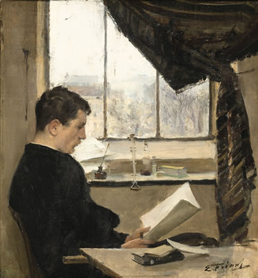 SELF-PORTRAIT READING IN THE STUDIO, ALSO KNOWN AS THE STUDENT