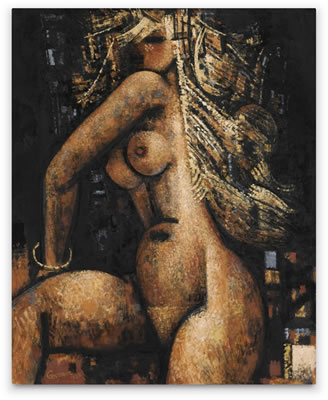 NU BLOND SUR FOND NOIR