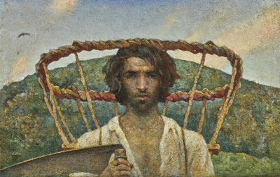 AUTORITRATTO GIOVANILE CON GERLA E FALCE by Luigi Taddei - Auction record, sale price, and art valuation. Compare with similar artists and explore comparable artworks.