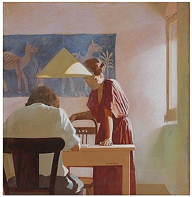 "Indoor scene" by Xavier Serra de Rivera - Auction record, sale price, and art valuation. Compare with similar artists and explore comparable artworks.
