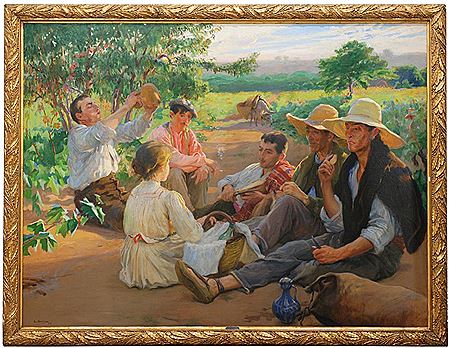 "Pagesos de Llavaneres" by Laureano Barrau Bunol - Auction record, sale price, and art valuation. Compare with similar artists and explore comparable artworks.