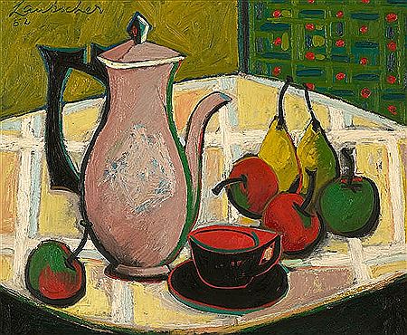 Sample artwork by Erik (Frederik Bester Howard) Laubscher (1927 - 2013), known for abstract panoramic view landscape painting, still life, mosaic murals - View similar artists and auction records