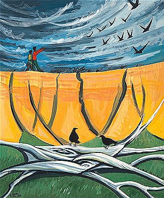 Tree, Eroded Bank and Birds,Teslaarsdal